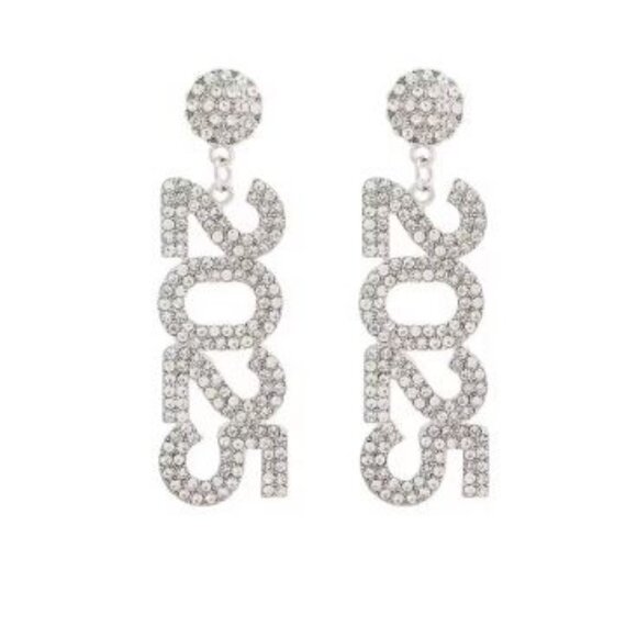 Graduation Year of 2025 Silver Dangle Earrings - Picture 2 of 2